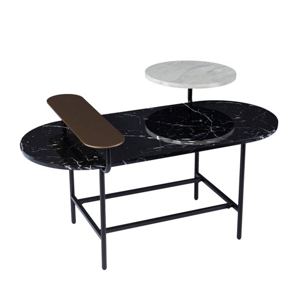 Klindells Faux Marble Cocktail Table Black gold Aiden Lane