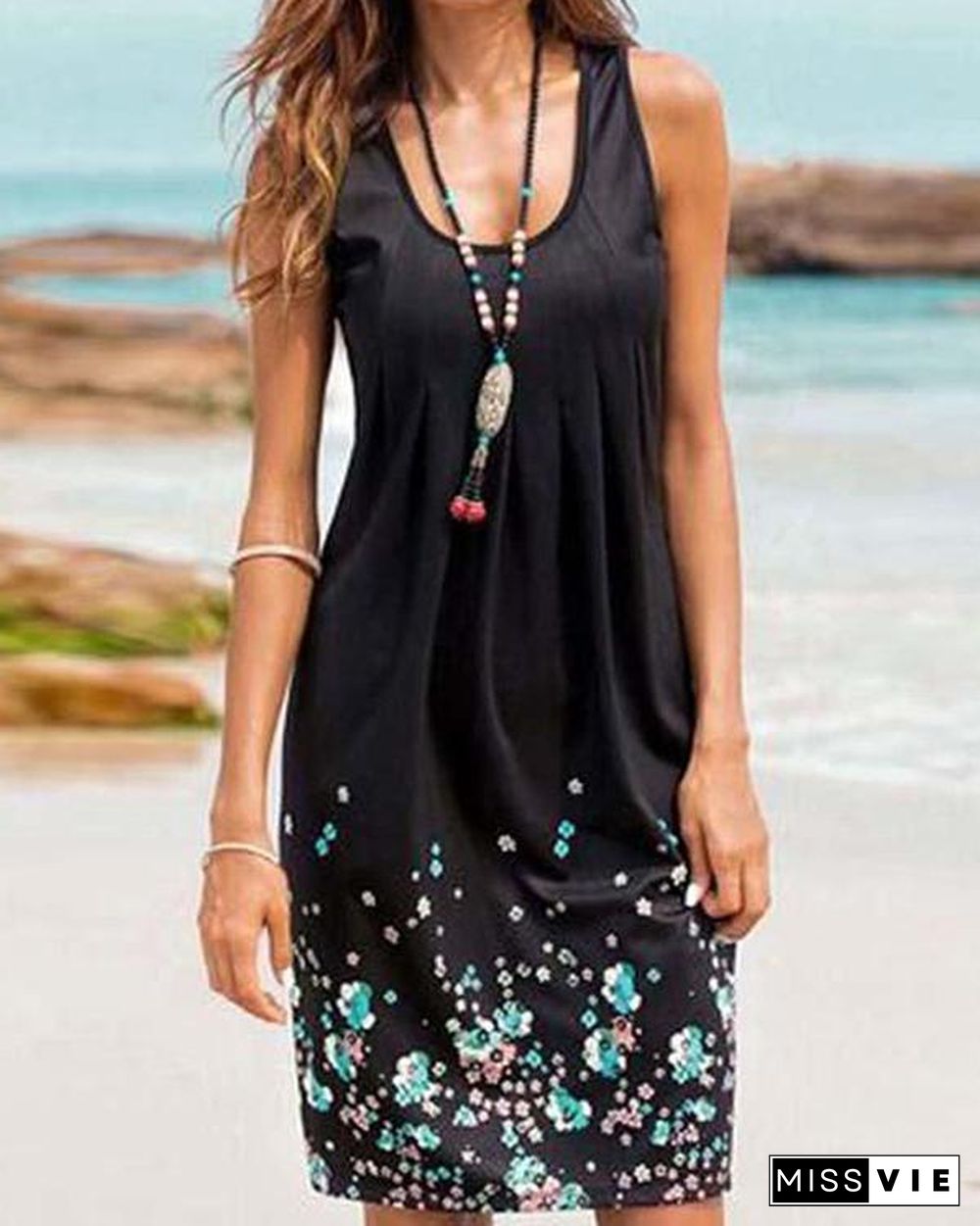 Women Floral Print Holiday Dresses