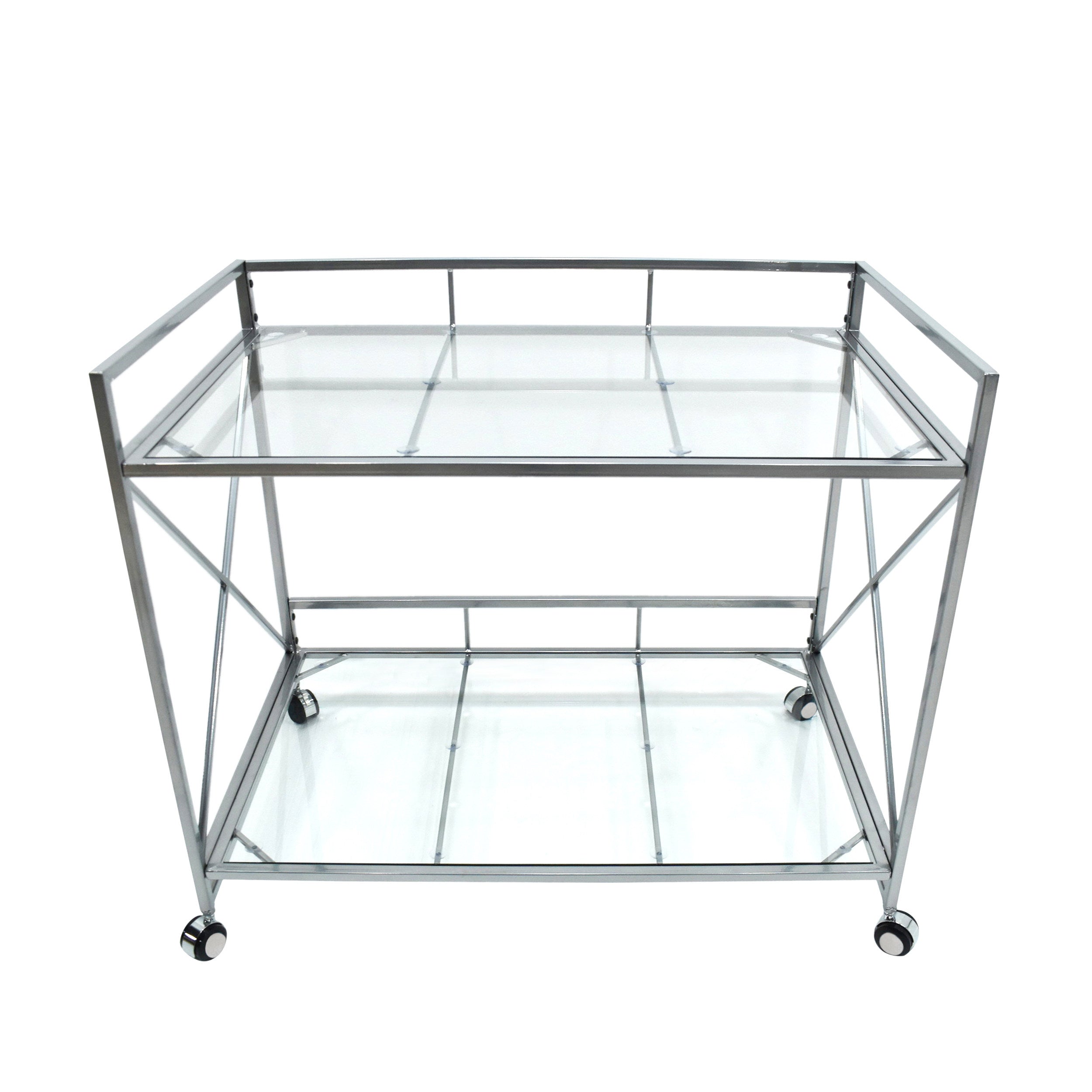 Danae Modern Iron and Glass Bar Cart, Silver