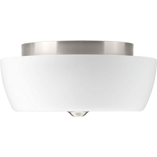 Progress Lighting Leap 2 light Flush Mount Brushed Nickel Etched Glass Shade