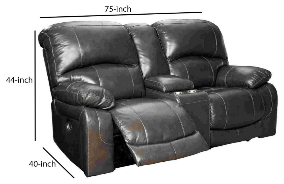 Leather Power Recliner Loveseat With Console  Gray   Contemporary   Loveseats   by VirVentures  Houzz