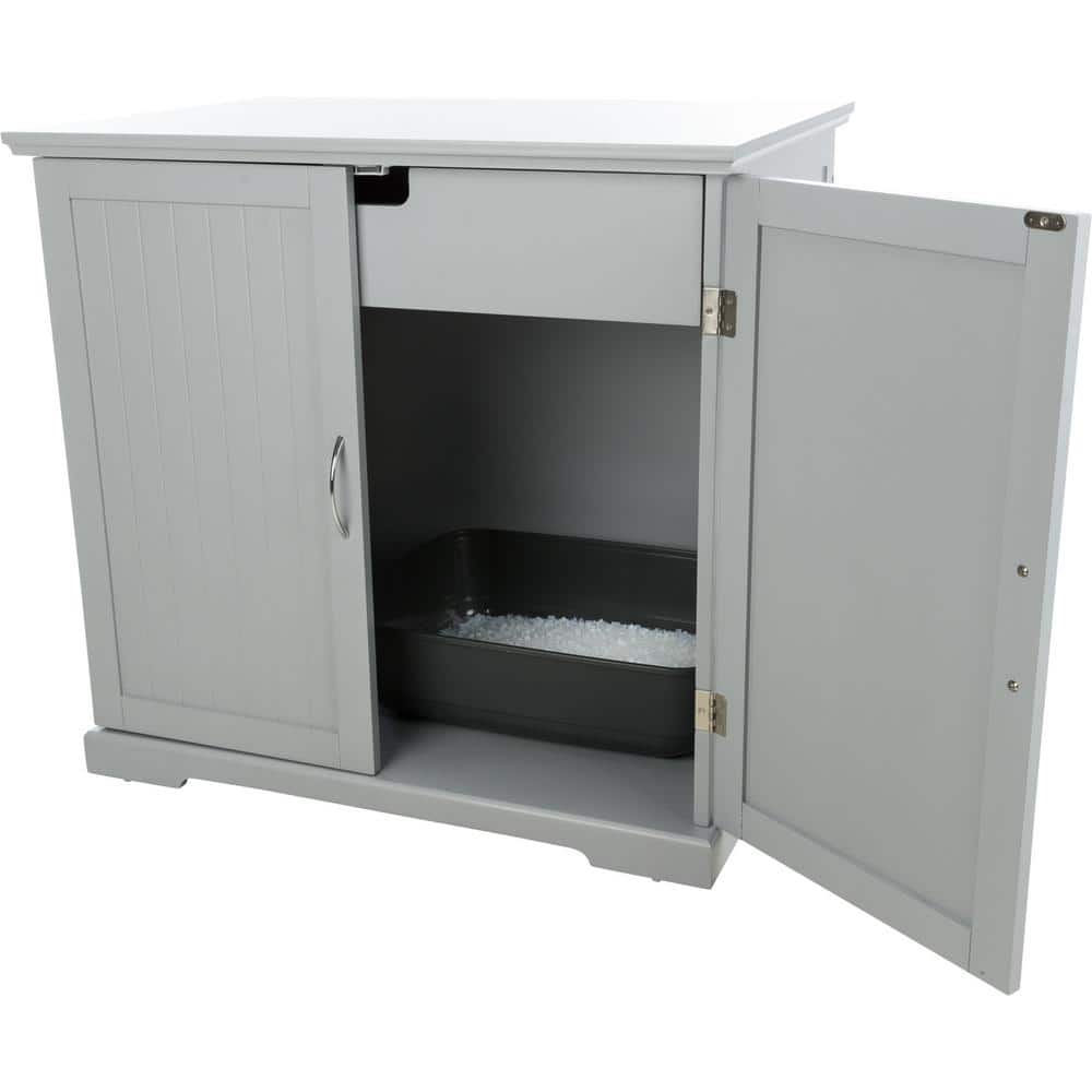 TRIXIE XL Wooden Litter Box Enclosure with Drawer, Gray 40237