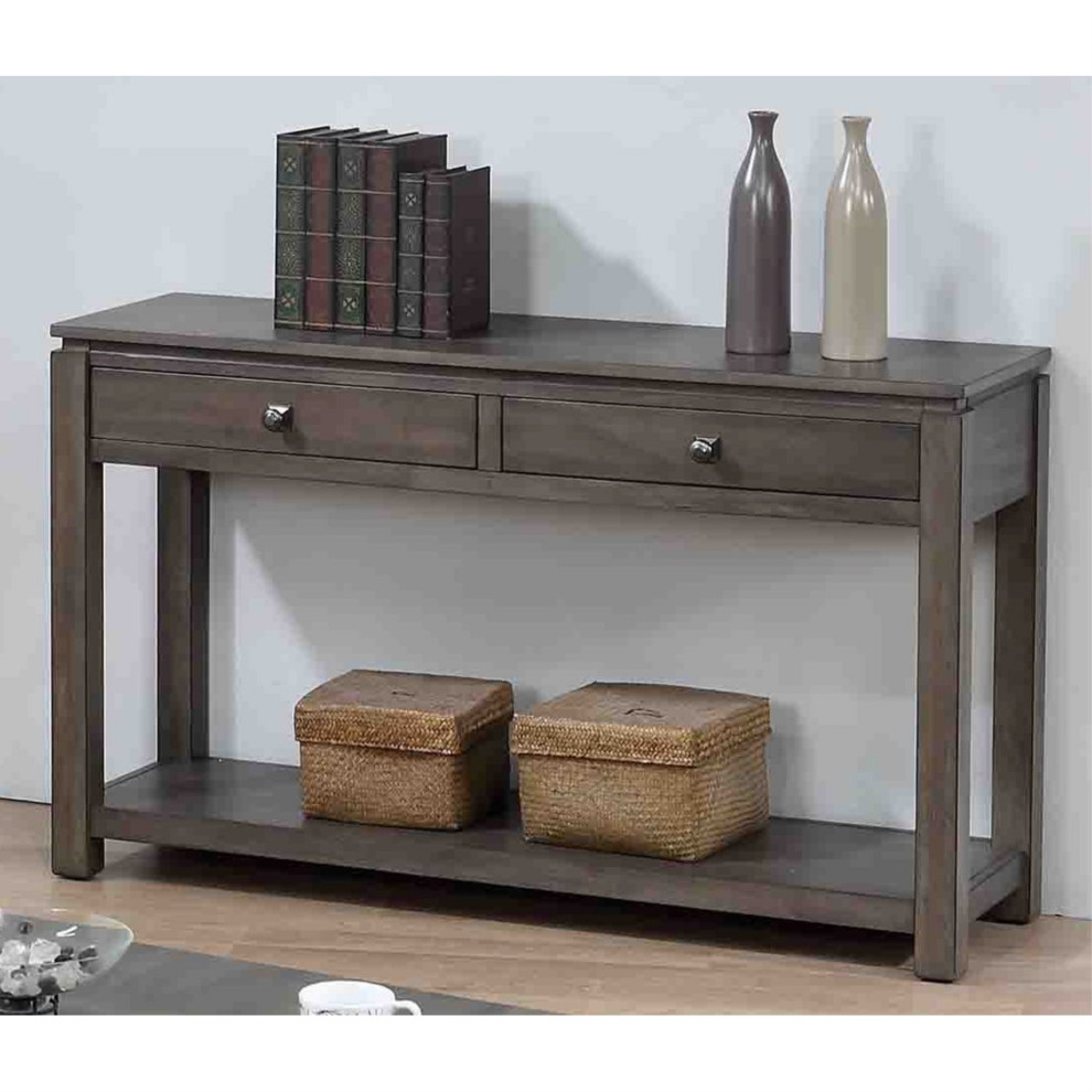 Sunset Trading�Shades Of Gray Sofa Console With Drawers And Shelf   Transitional   Console Tables   by Homesquare  Houzz