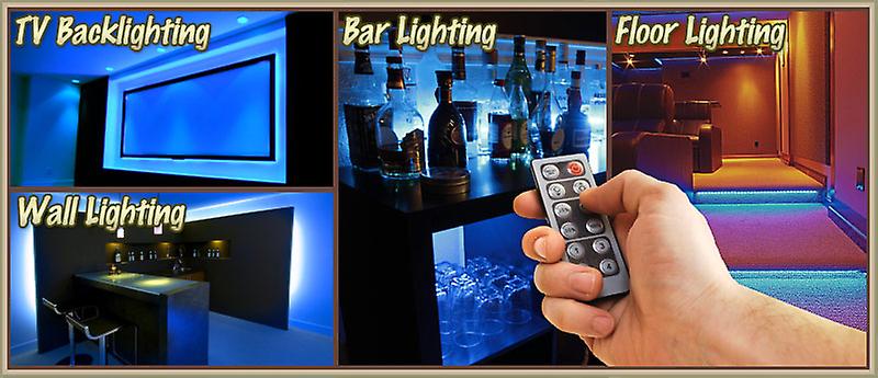 3.3' ft Blue Home Theater Room TV Remote Controlled LED Strip Lighting SMD3528 Wall Plug - Sports Memorabilia Bar Theatre Liquor Cabinet Aquarium Wine Cellar Dart Board Waterproof 110V-220V