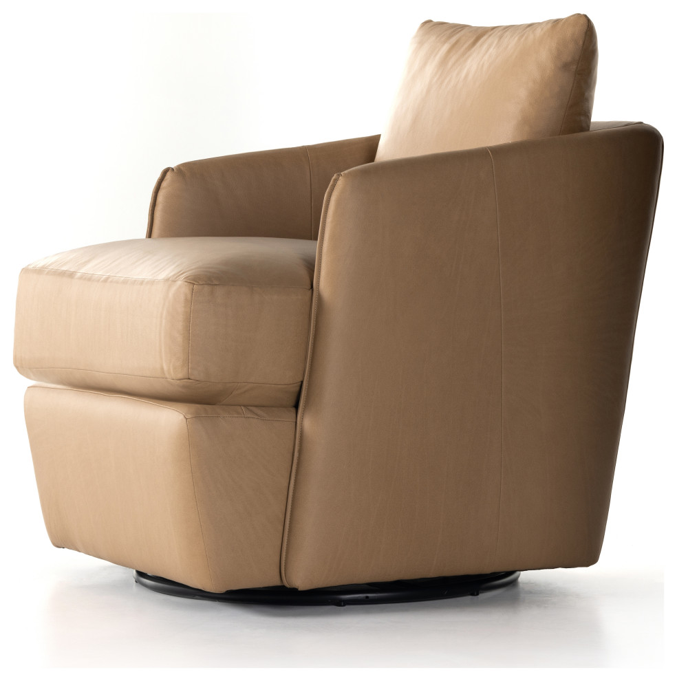 Whittaker Swivel Chair  Nantucket Taupe   Contemporary   Armchairs And Accent Chairs   by Four Hands  Houzz