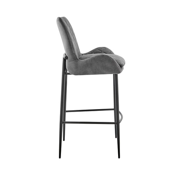 Panama Counter or Bar Height Stool in Charcoal Fabric and Black Finish