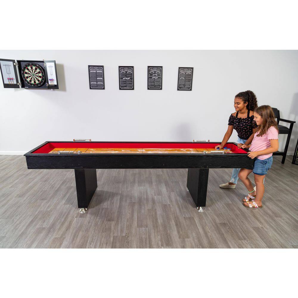 Hathaway Avenger 9 ft. Avenger Shuffleboard for Family Game Rooms with Padded Gutters Leg Levelers 8 Pucks and Wax BG1203