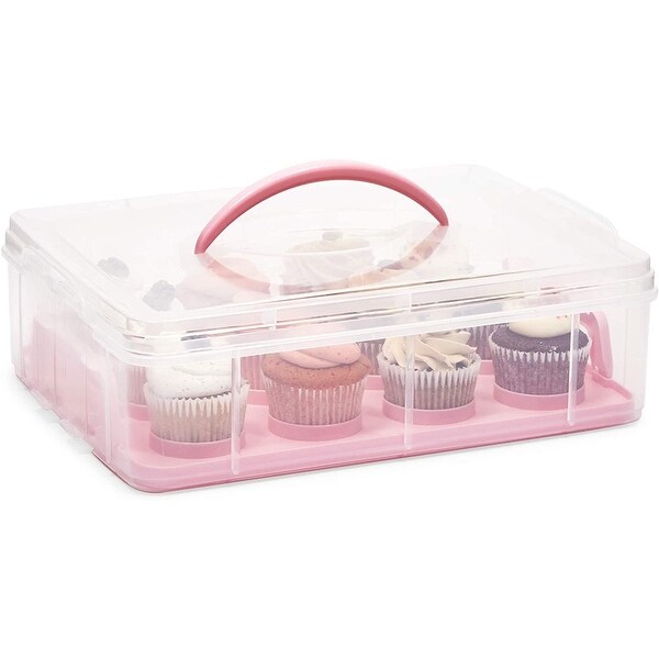 3 Tier Cupcake Carrier with Lid， Holds 36 Cupcakes (13.5 x 10.25 x 10.75 In)