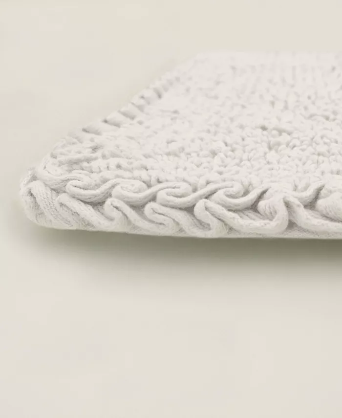 Laura Ashley Ruffle Cotton Bath Rugs 2 Piece Set