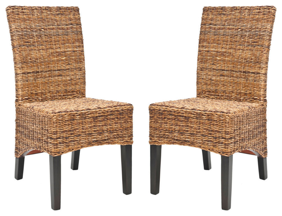 Barrano 18 quotWicker Side Chair  Set of 2  Dark Brown/Dark Colonial   Tropical   Dining Chairs   by Rustic Home Furniture Deco  Houzz