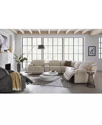 Furniture Sebaston 3-Pc. Fabric Sofa with 2 Power Motion Recliners and 1 USB Console