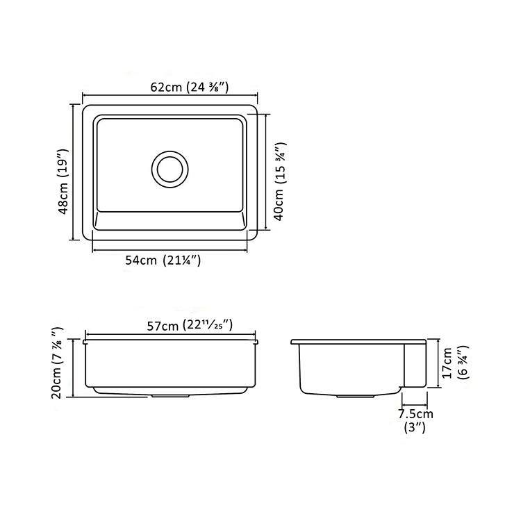 EAKYHOM Farmhouse Apron Front Fireclay 24 in. Single Bowl Kitchen Sink in White ECKSDL2419-DT