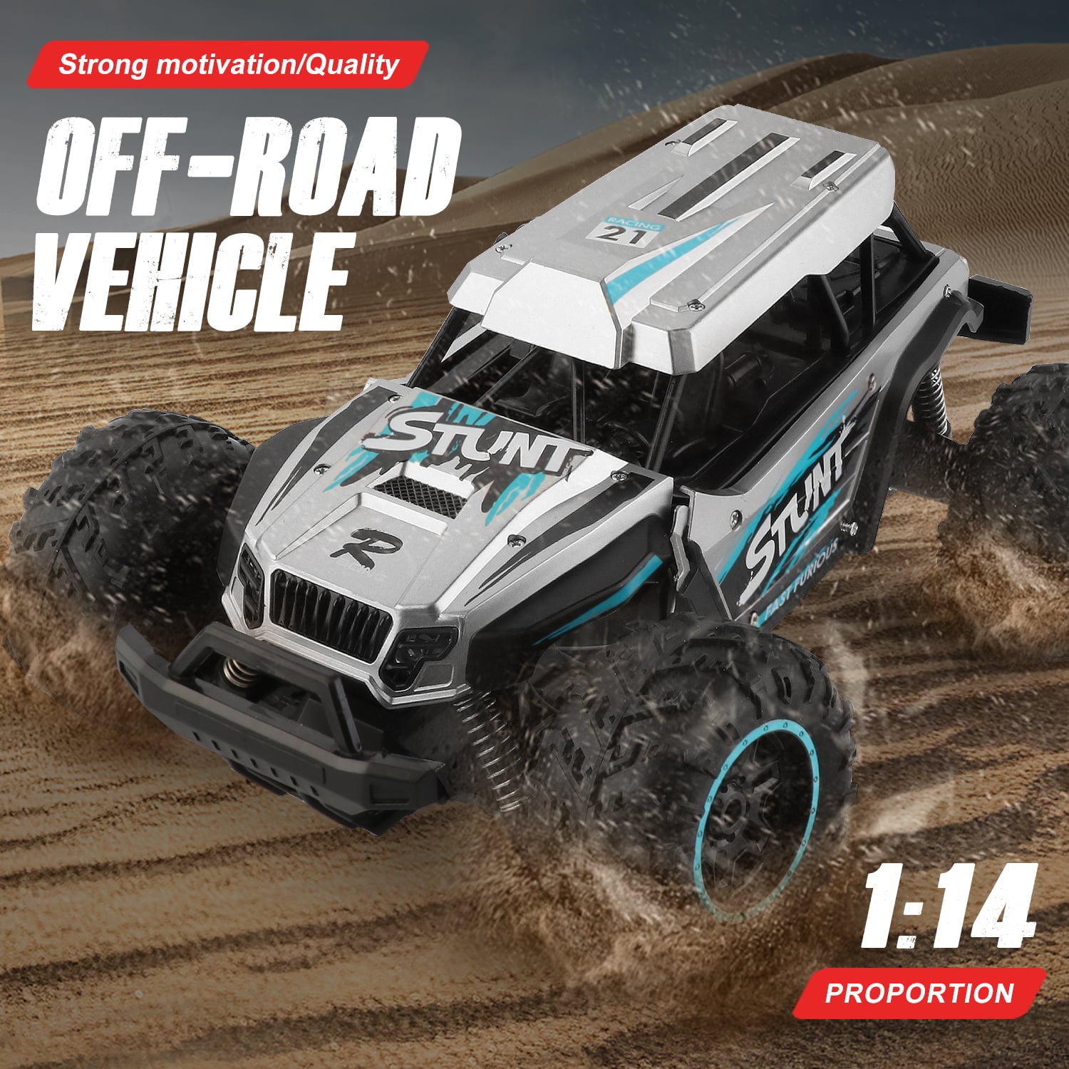 NETNEW Large 1:14 RC Cars Monster Truck Toys for Boys 3-6 Years Remote Control Car All Terrain Car