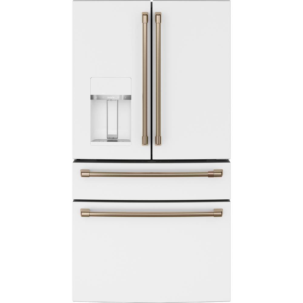 Cafe 27.8 cu. ft. Smart 4- Door French Door Refrigerator with Convertible Middle Drawer in Matte White CVE28DP4NW2