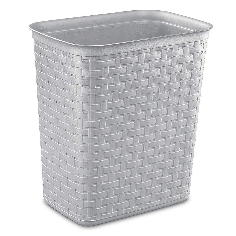 Sterilite 3.4 Gallon/13 Liter Decorative Weave Wastebasket， Cement (6 Pack)