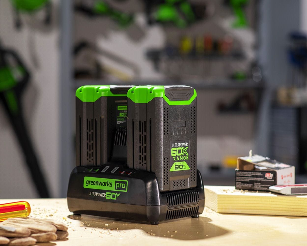 60V 10 Amp UltraPower Dual-Port Charger | Greenworks Tools