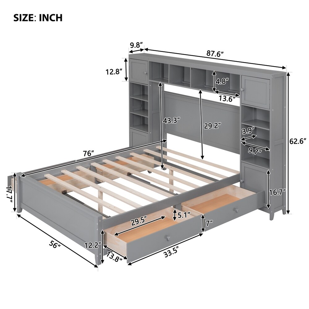 Wooden Full Size Murphy Bed w/  in One Cabinet   Drawers Unisex