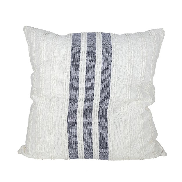 24x24 Inch Hand Woven Pillow Blue Cotton With Polyester Fill Foreside Home amp Garden