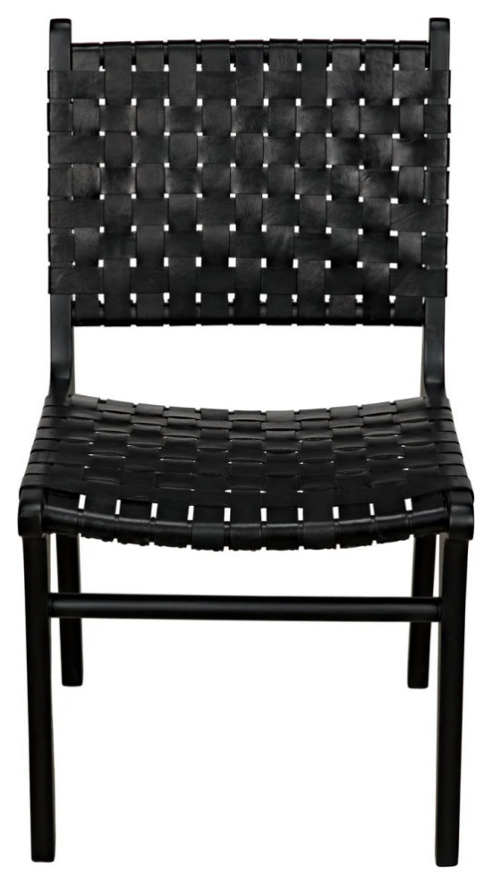 Leander Dining Chair  Leather  Black Set of 2   Modern   Dining Chairs   by Rustic Home Furniture Deco  Houzz