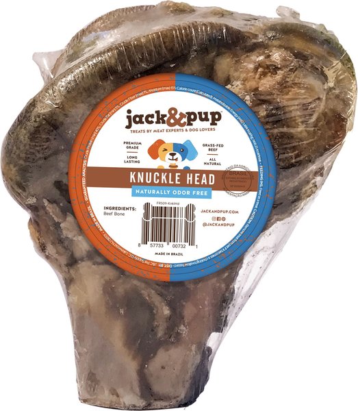 Jack and Pup Large Roasted Beef Knuckle Head Dog Treats， 1 count