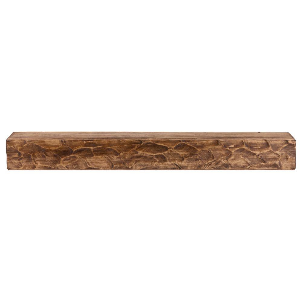 Dogberry Collections 72 in. W x 5.5 H x 6.25 in. D Rough Hewn Aged Oak Cap-Shelf Mantel m-hewn-7262-agok-none