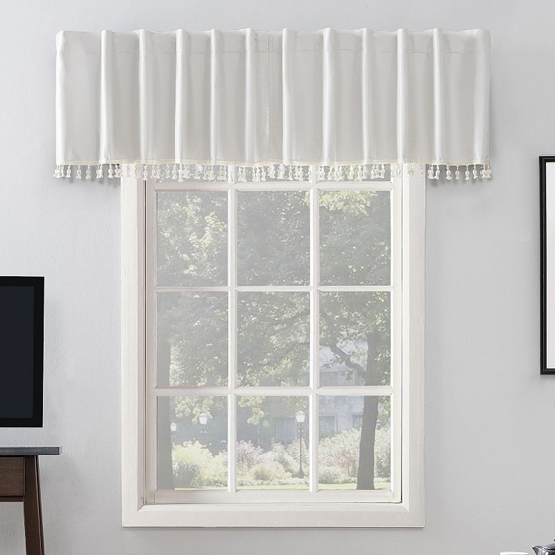 Sun Zero Evelina Faux Dupioni Silk Back Tab 100% Blackout Window Valance