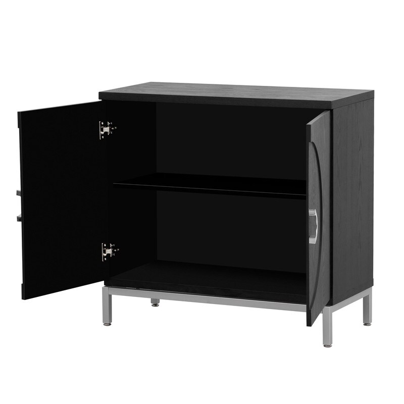 Simple Storage Cabinet with Solid Wood Veneer and Metal Leg