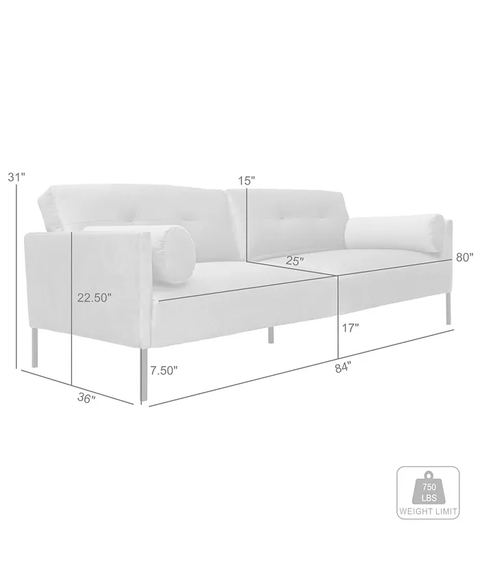 Armen Living Michalina 84 Velvet with Metal Legs Sofa