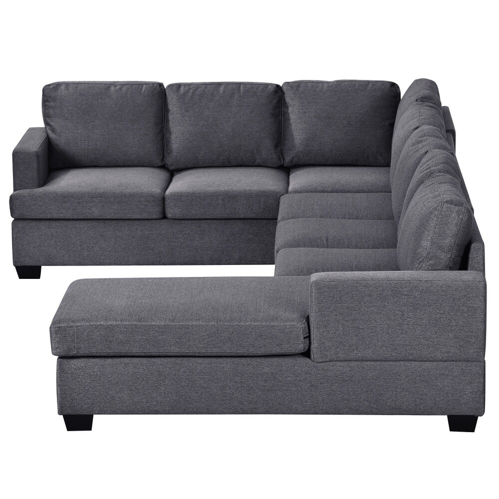 Breathable Fabric U Shape Sectional Sofa with Wide Chaise Lounge