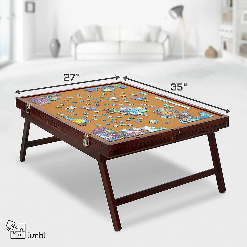 Jumbl 1500 Piece Puzzle Board， 27” x 35” Wooden Jigsaw Puzzle Table Board