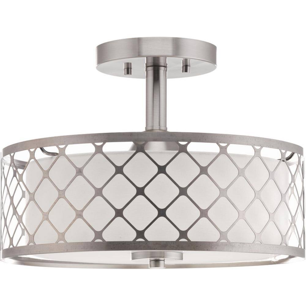 Progress Lighting Mingle Collection 17-Watt Brushed Nickel Integrated LED Semi-Flush Mount Light P2332-0930K9