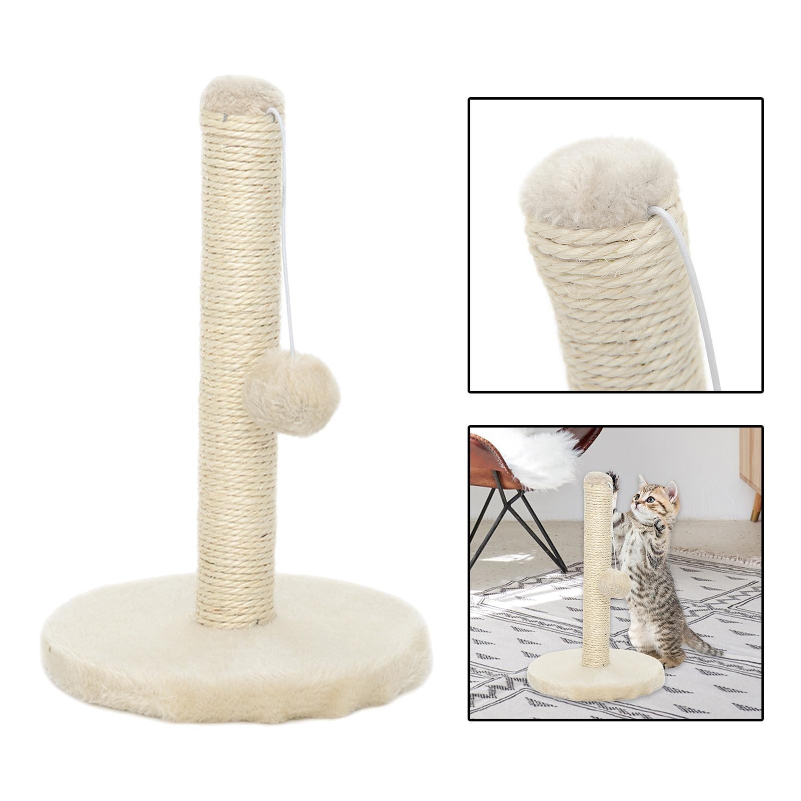 30cm Tall Stable Cat post for scratching， Cat Scratcher ， Round Base Kitten Pets Scratch Poles - Beige