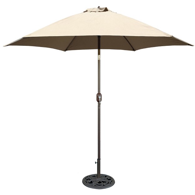 9 x27 X 9 x27 Round Crank Patio Umbrella Beige Tropishade