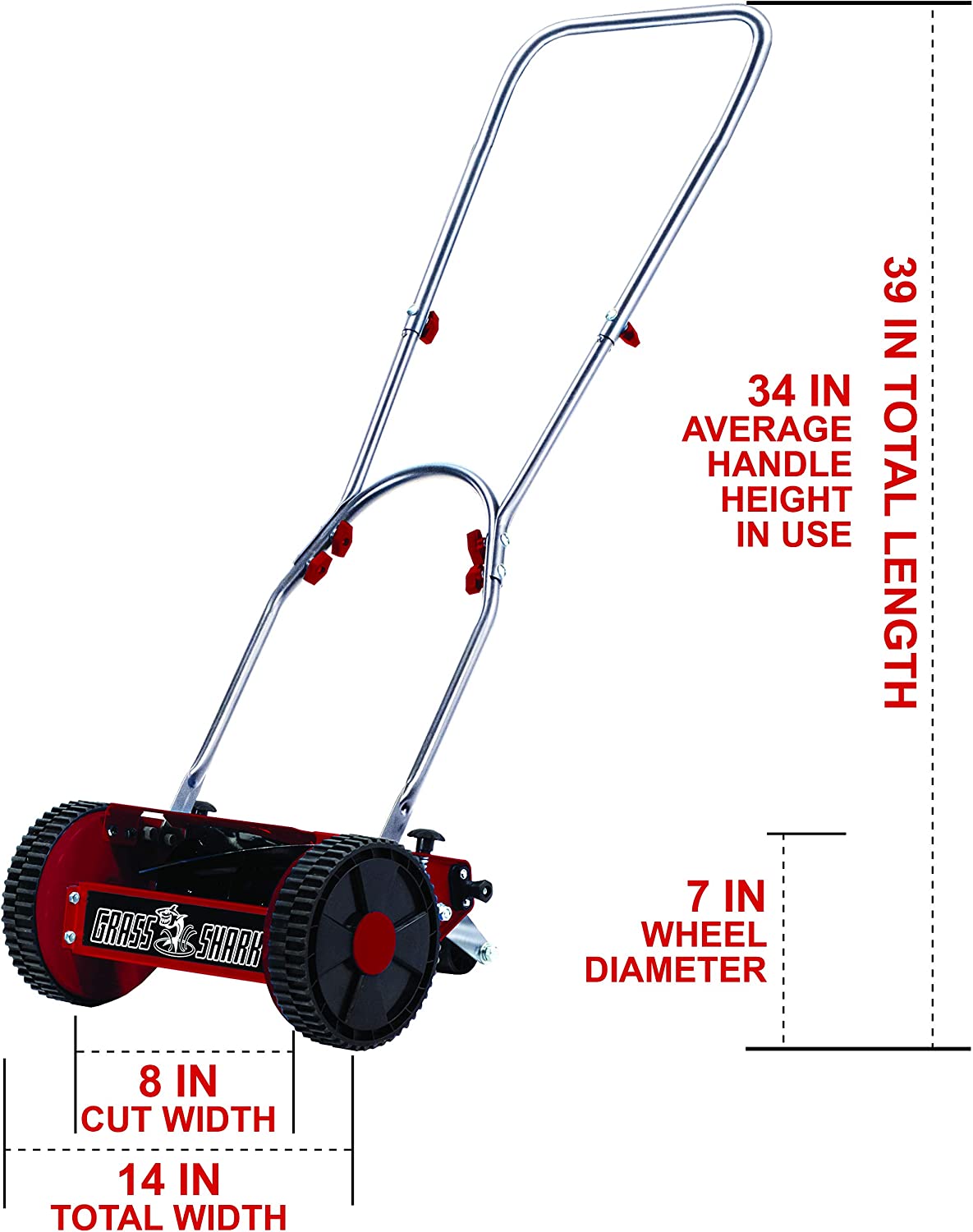 American Lawn Mower Company 101-08 Youth Grass Shark 8-Inch 5-Blade Manual Push Reel Lawn Mower， Red