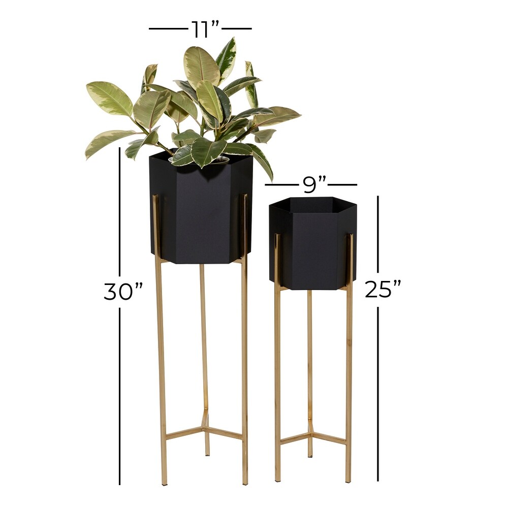 Black Iron Contemporary Planter (Set of 2)   S/2 25\