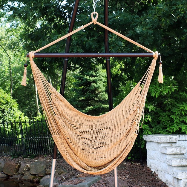 Sunnydaze Caribbean Style Extra Large Hanging Rope Hammock Chair Swing For Backyard And Patio