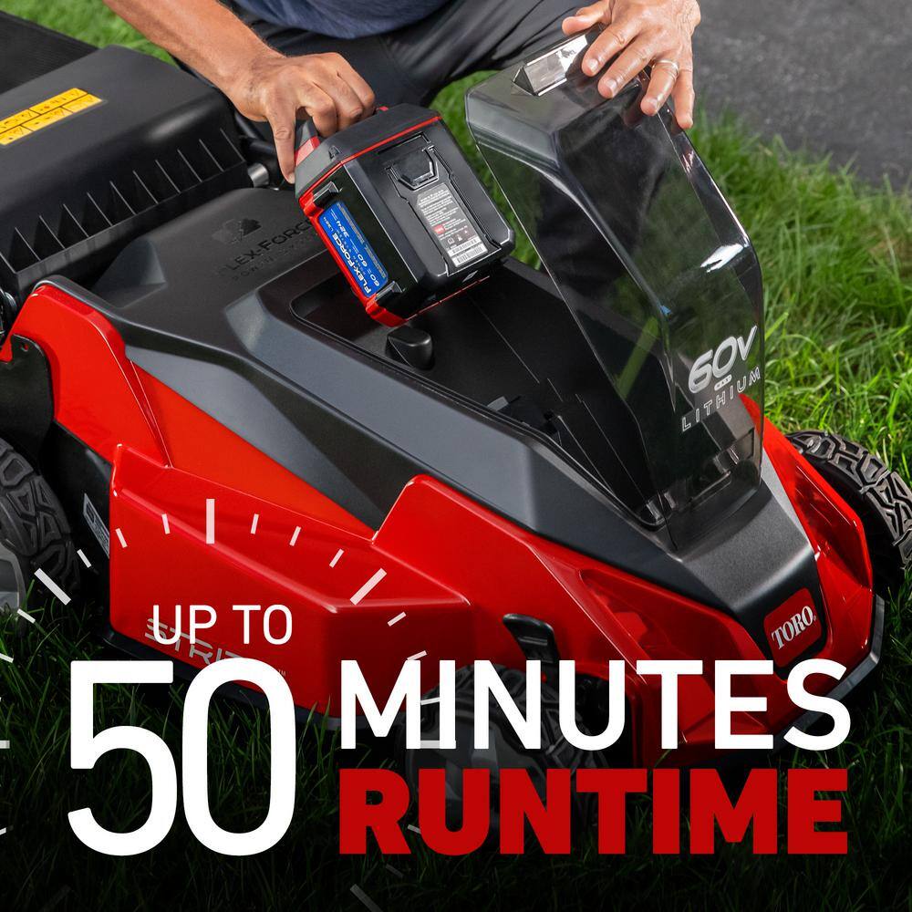 Toro 60V MAX* 21 in. Stripe Self-Propelled Mower - 5.0 Ah BatteryCharger Included 21620