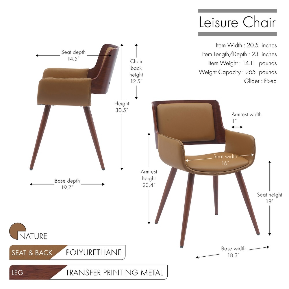 Carson Carrington Kjerringvag Leisure Dining Chair  PU Leather  Metal Legs with Wood Finish