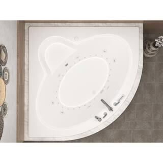 Universal Tubs Jasper Diamond 5 ft. Acrylic Corner Drop-in Air and Whirlpool Bathtub in White HD6060ADLX