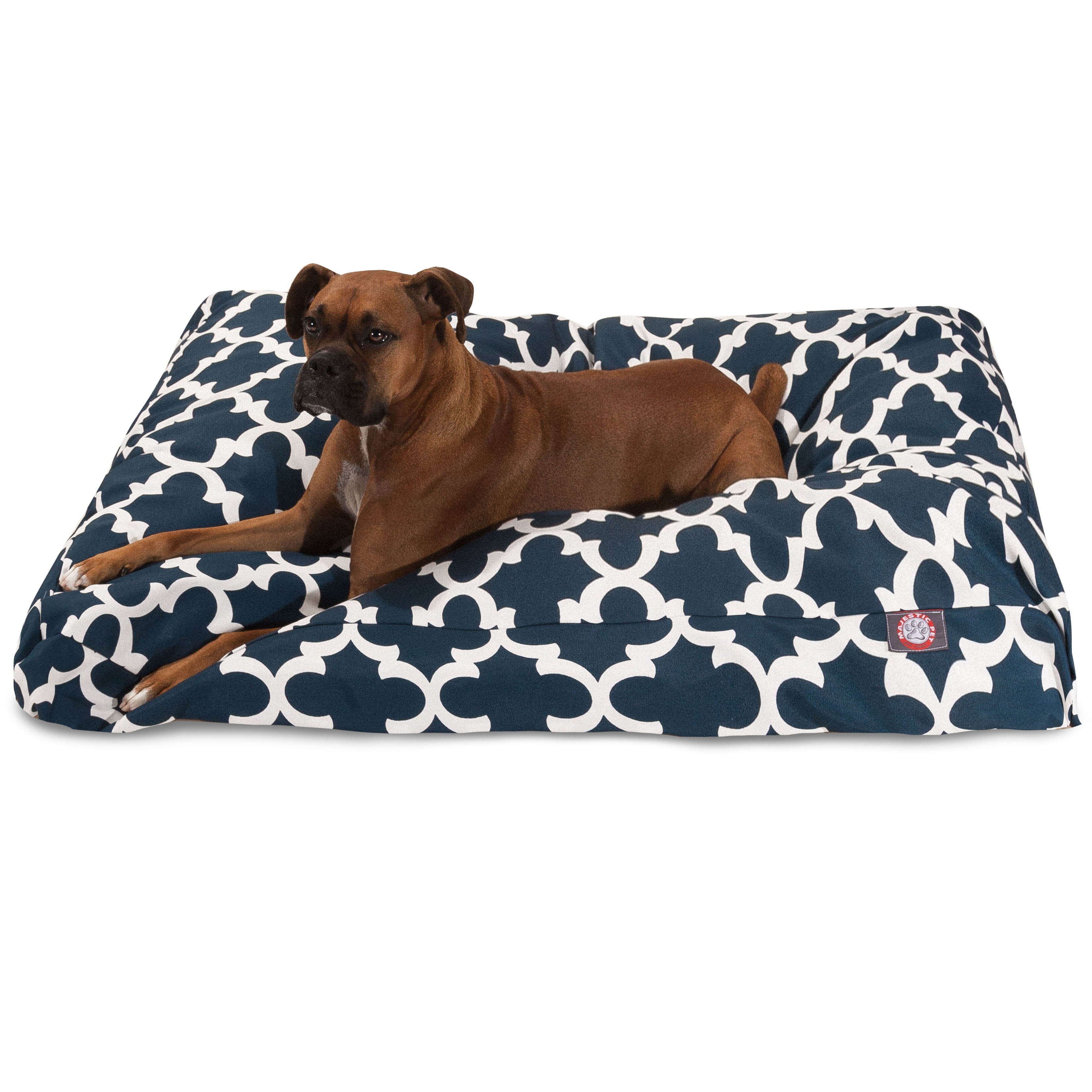 Majestic Pet | Trellis Rectangle Pet Bed For Dogs, Removable Cover, Navy, Extra Large