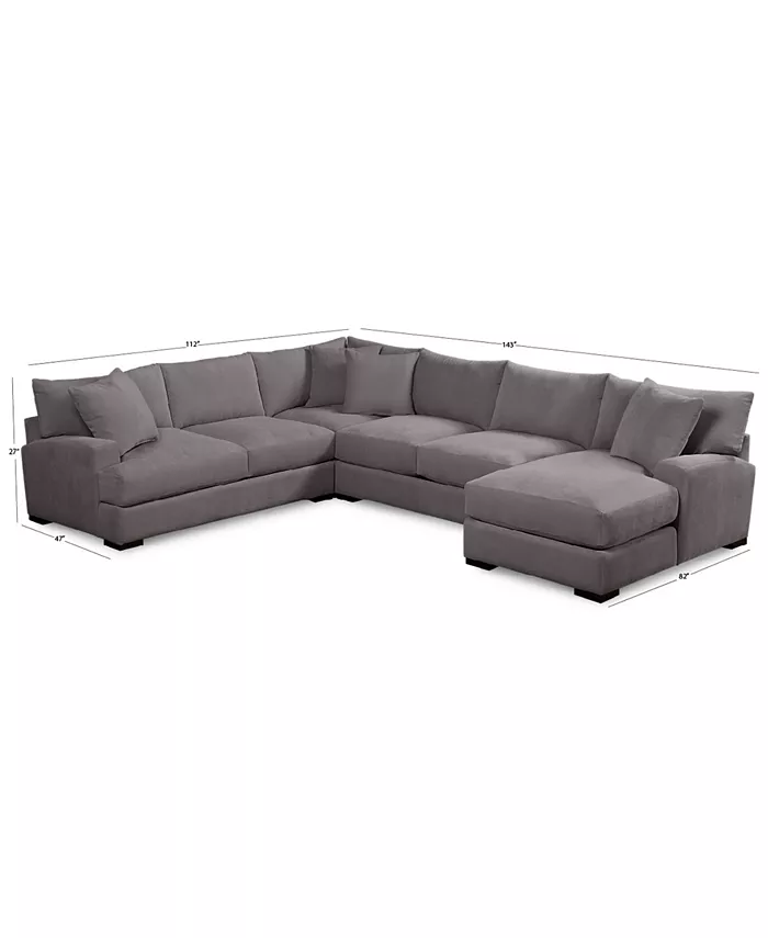 Furniture Rhyder 4-Pc. 112 Fabric Sectional Sofa with Chaise