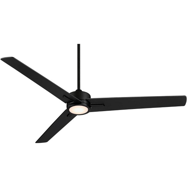 Casa Vieja Monte Largo Modern 3 Blade Indoor Ceiling Fan With Dimmable Led Light Remote Control Matte Black For Living Room Kitchen House Bedroom