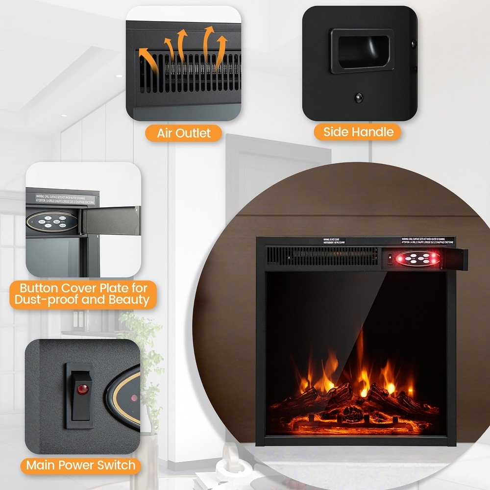 Electric Fireplace Insert 5100 BTU Recessed Fireplace Heater