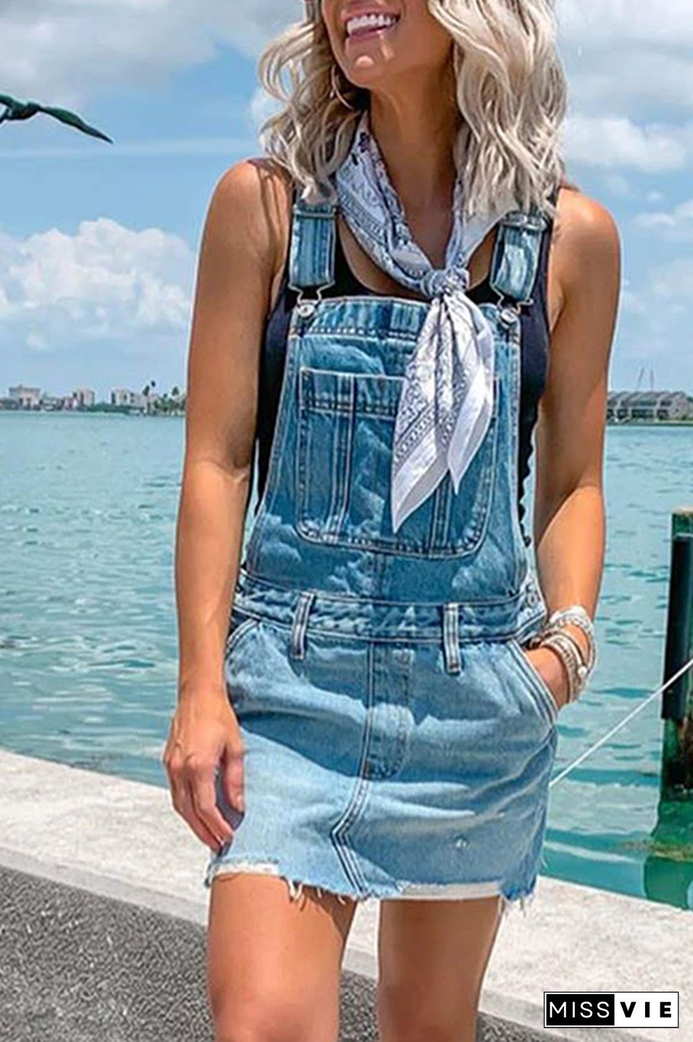 Basic Denim Overall Mini Dress