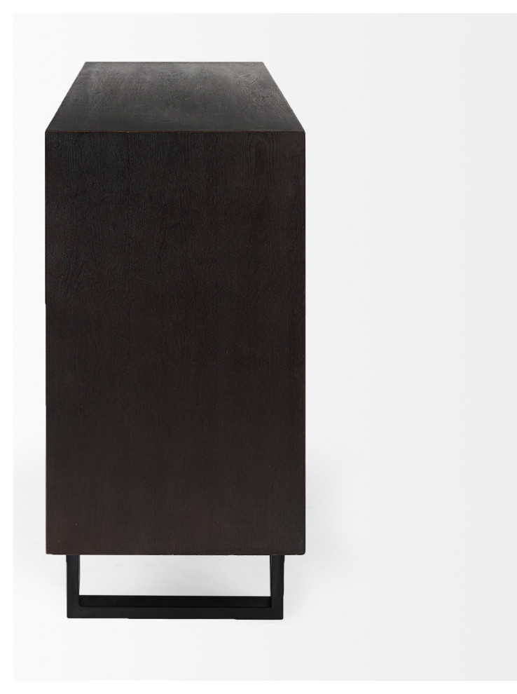 Giselle Dark Brown Wood With Black Iron Frame Accent Cabinet   Industrial   Accent Chests And Cabinets   by Mercana  Houzz