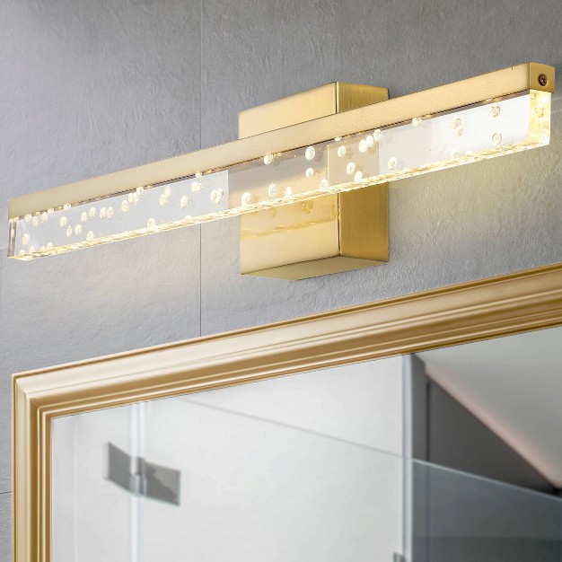 1 light Mario Modern 360 degree Rotatable Iron seeded Acrylic Led Vanity Light Brass Gold clear Jonathan Y