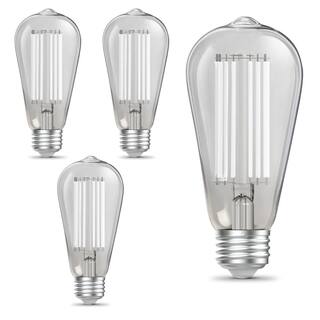 Feit Electric 60-Watt Equivalent ST19 Dimmable White Filament Clear Glass Vintage Edison LED Light Bulb Soft White 2700K (4-Pack) ST1960927CAWFILHDRP4