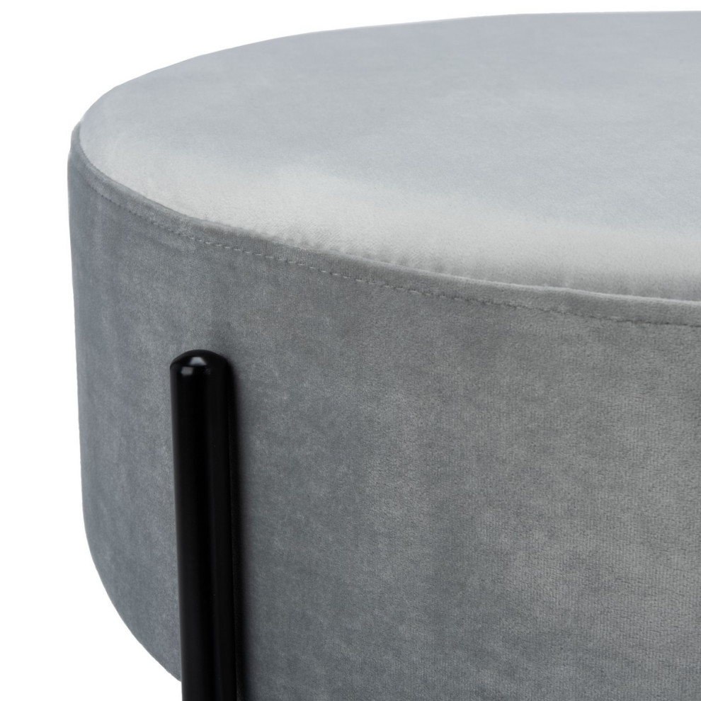 Bonnie Round Cocktail Ottoman Grey/ Black   Transitional   Footstools And Ottomans   by Peachtree Fine Furniture  Houzz