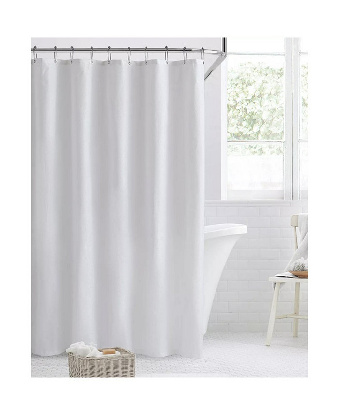 GoodGram Basics Splash Guard Waterproof White Fabric Shower Curtain Liner With Rust Proof Metal Grommets - Standard Size