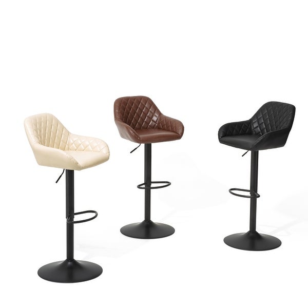 Glitzhome Set of 4 Modern Quilted Leatherette Adjustable Swivel Bar Stool